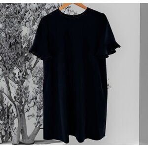 MAX MARA Navy Blue Crepe Short Sleeve Shift Dress Size Large